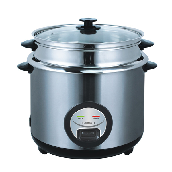 Stanless steel Inner pot cylinderical rice cooker with SS Steamer